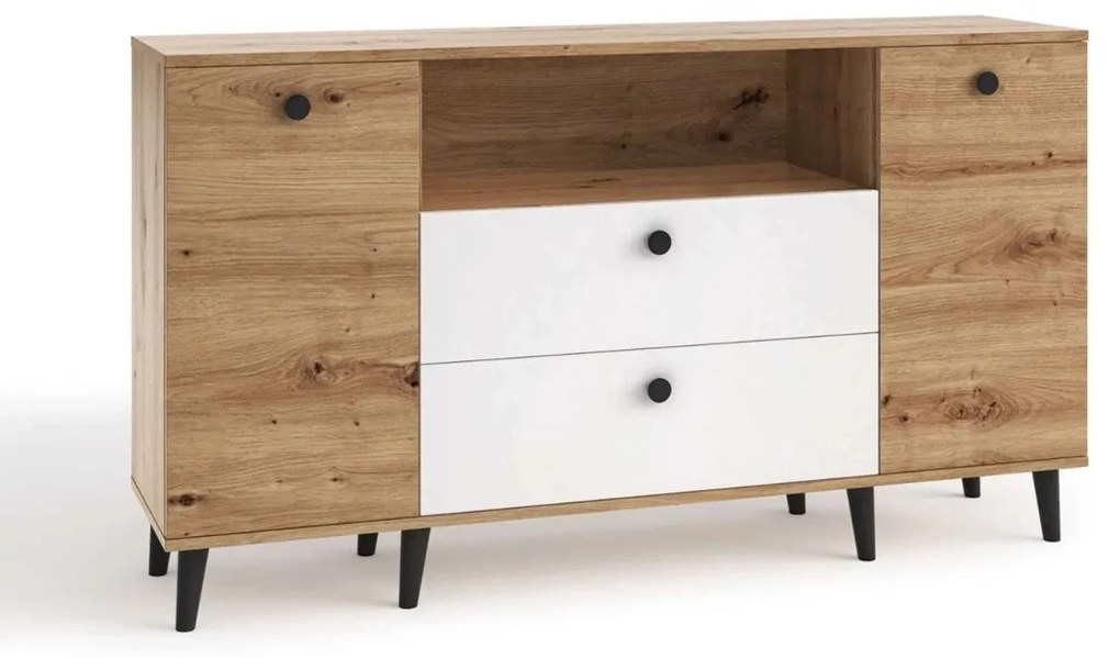 KOMODA JOLANA DUB ARTISAN / BIELA 160 cm