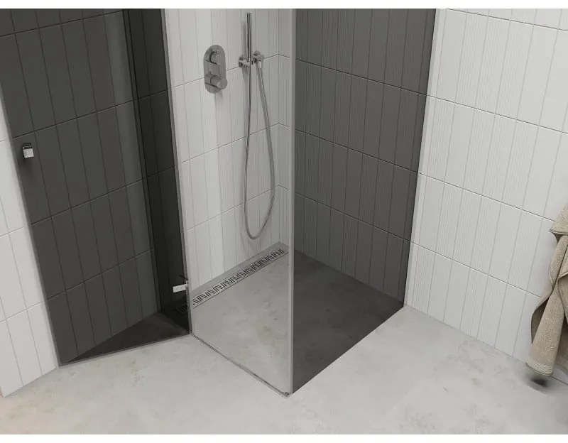 Mexen Roma, sprchovací kút 90 (dvere) x 90 (stena) cm, 6mm šedé sklo, chrómový profil, 854-090-090-01-40