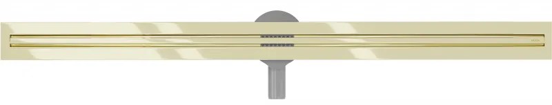 Mexen Flat nerezový sprchový žľab s rotačným 360° sifónom 120 cm, vzor SLIM, zlatá, 1541120