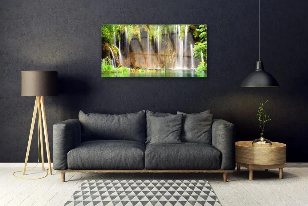 Obraz na akrylátovom skle Vodopád príroda 100x50 cm