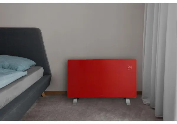 Sencor - Inteligentný elektrický priamy ohrievač/konvektor 1200/2400 W, 230 V, IP24, Wi‑Fi, červený