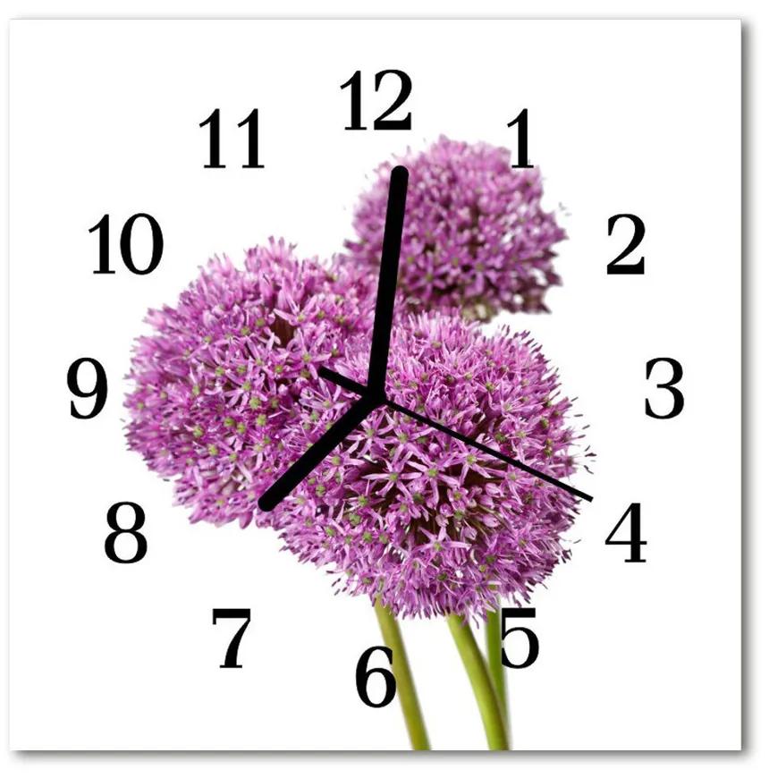 Sklenené hodiny štvorcové Kvetina 30x30 cm