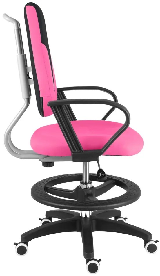 Detská rastúca stolička Neoseat KINDER — látka, čierna / ružová