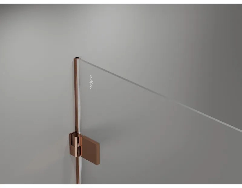 Mexen Lunar-B L výklopný sprchový kút pravý 80 x 80 cm, číre sklo, ružové zlato, 832L-080-080-60-00-P
