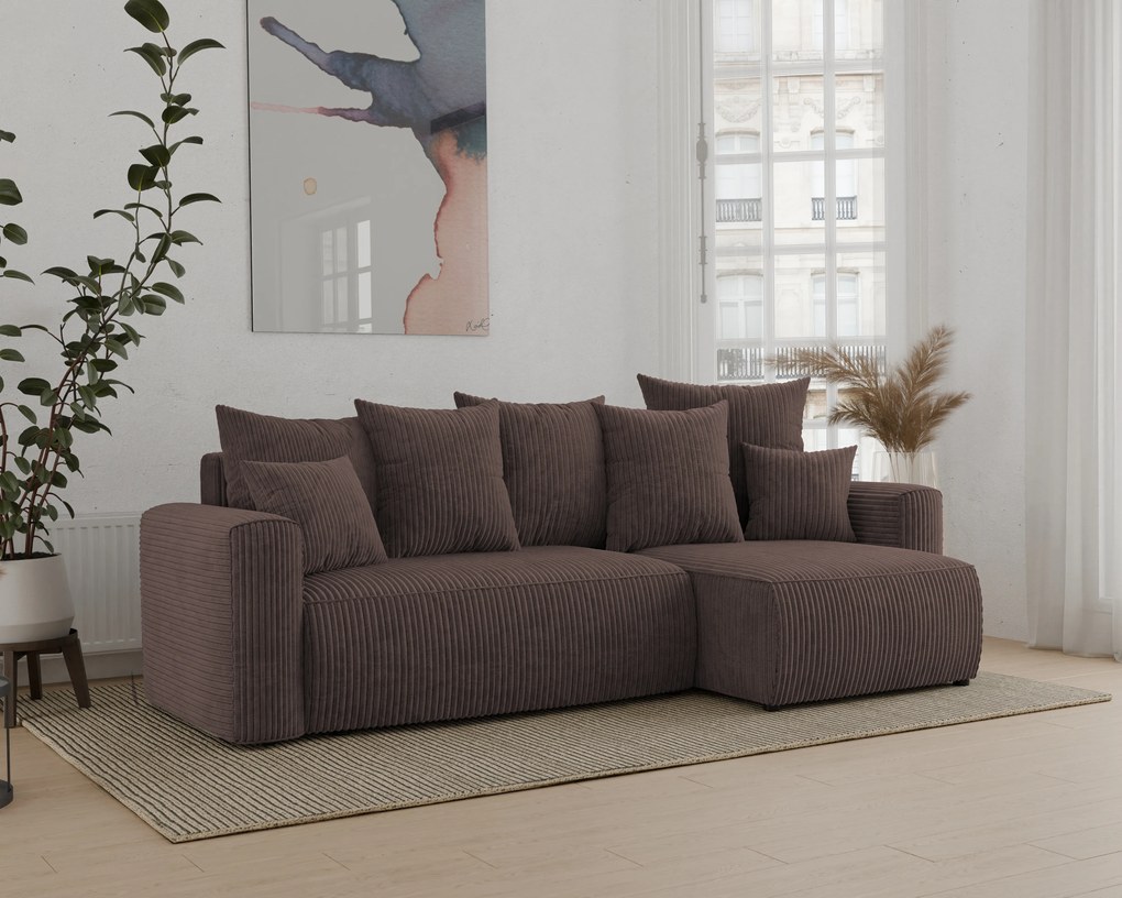 Rohová sedačka Denia (P) (čokoládová). Akcia -20%. Vlastná spoľahlivá doprava až k Vám domov. 1133116