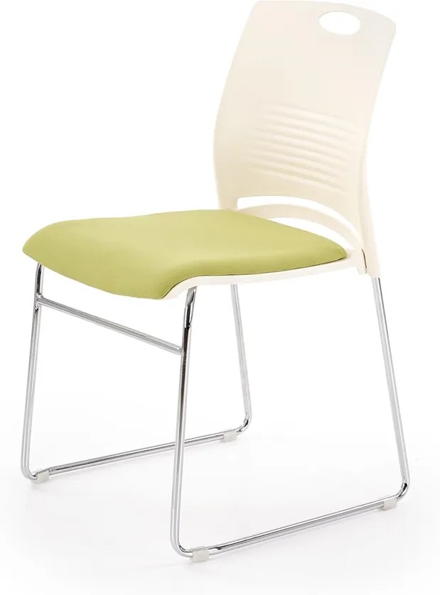 HALMAR Cali konferenčná stolička biela / zelená / chróm