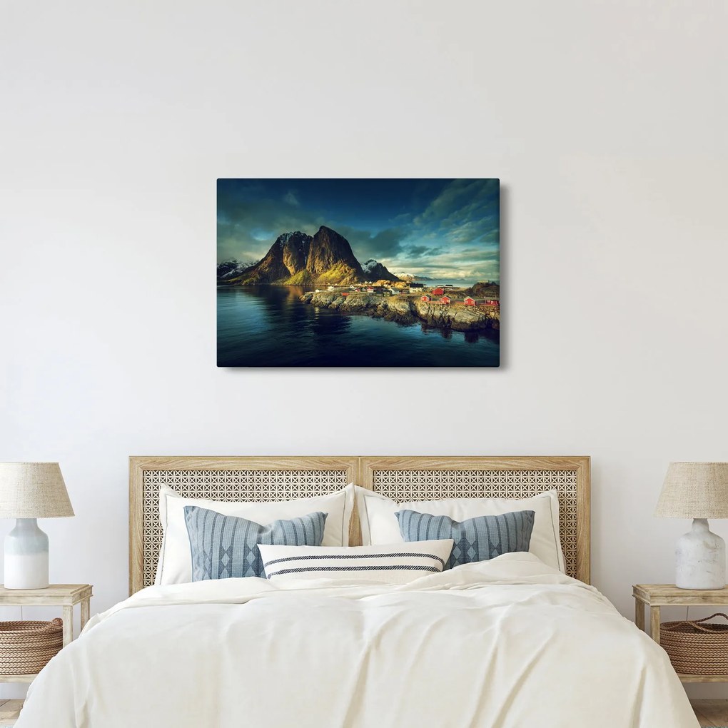 Obraz rybárskej dediny v Nórsku (90x60 cm)
