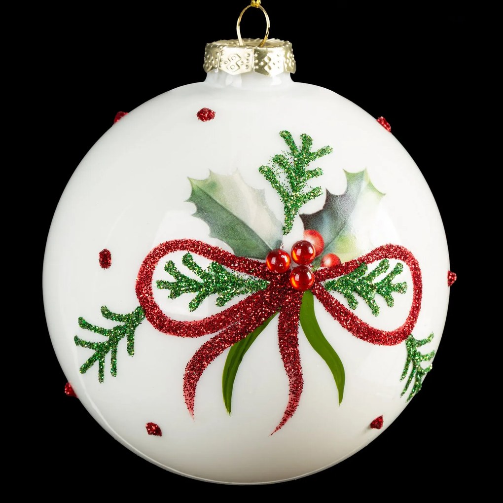 SKLENENÁ VIANOČNÁ BANKA NA STROMČEK SADA 4 KS (FI) 10 CM VZOROVANÁ