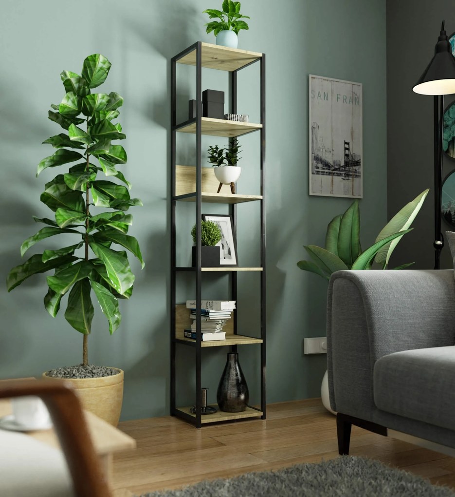 Regál LOFT 40 cm čierny/dub artisan