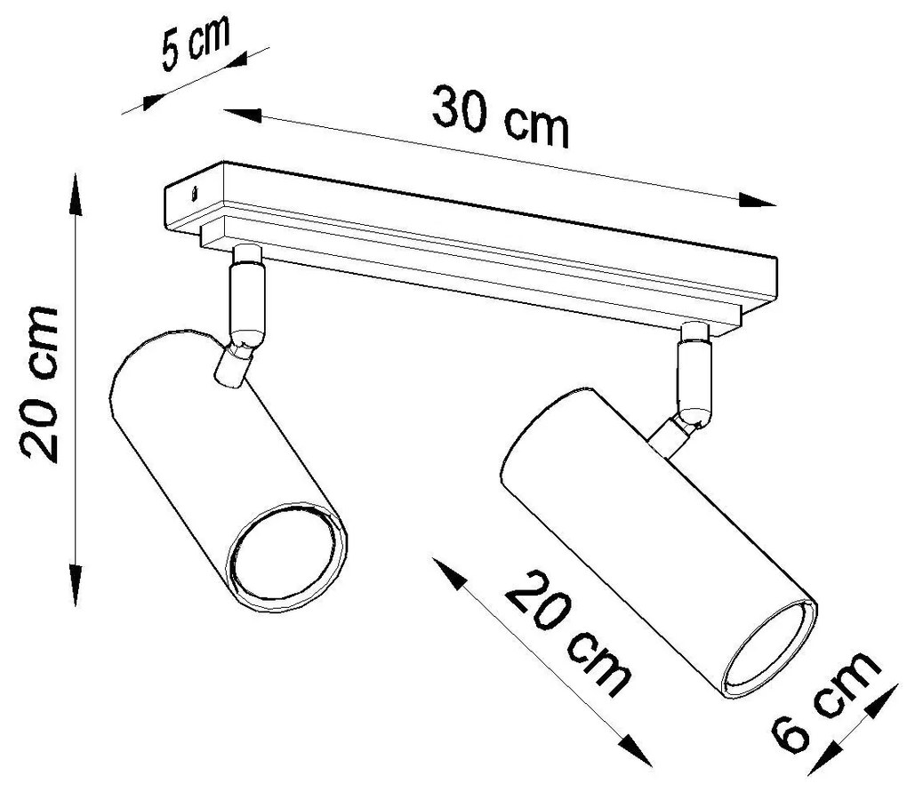 Bodové svietidlo Direzione, 2x biele kovové tienidlo, (možnosť polohovania)