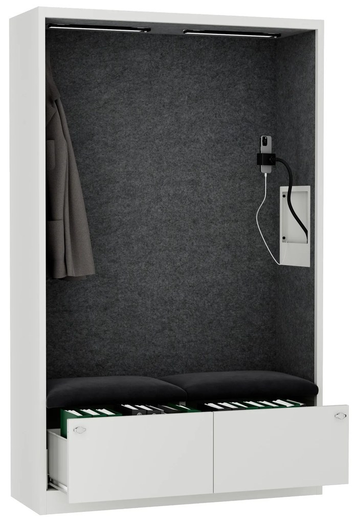 Sally 1150mm korpus Biały - siedzisko Ciemnoszary