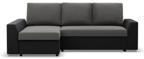Rohová rozkladacia sedačka LUGO tmavosivá / čierna