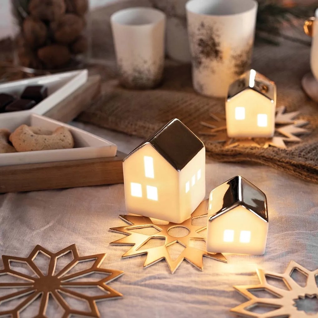 räder Porcelánový mini LED lampáš Small House
