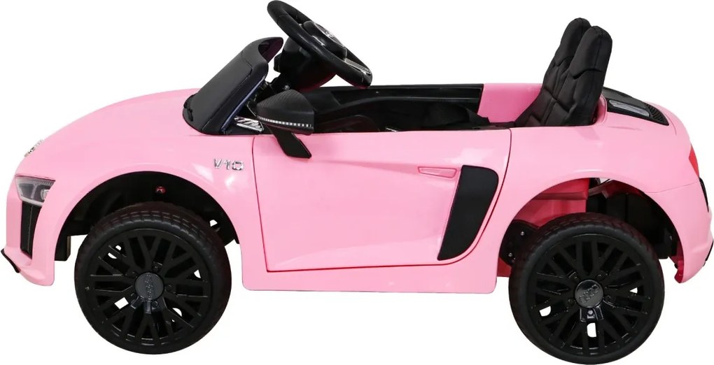 Ramiz Audi R8 na batérie pre deti Ružová + Diaľkové ovládanie + EVA + Pomalý štart + MP3 LED
