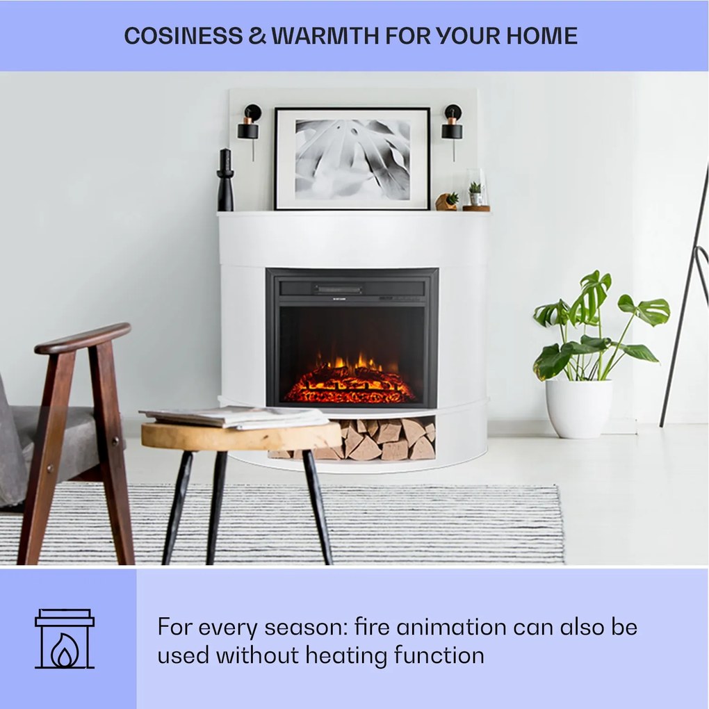 Klarstein Loloru, elektrický krb, ohrievač, 900/1800 W, týždenný časovač, diaľkové ovládanie