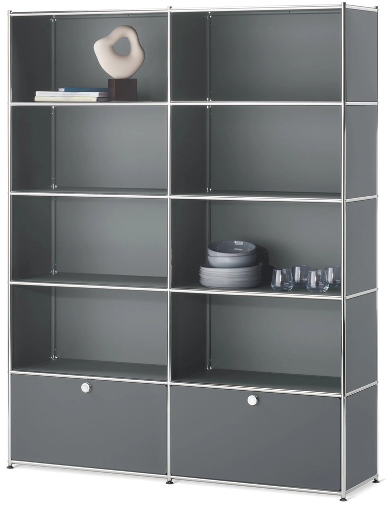 Regál »CN3« s 2 výklopnými dvierkami, sivý
