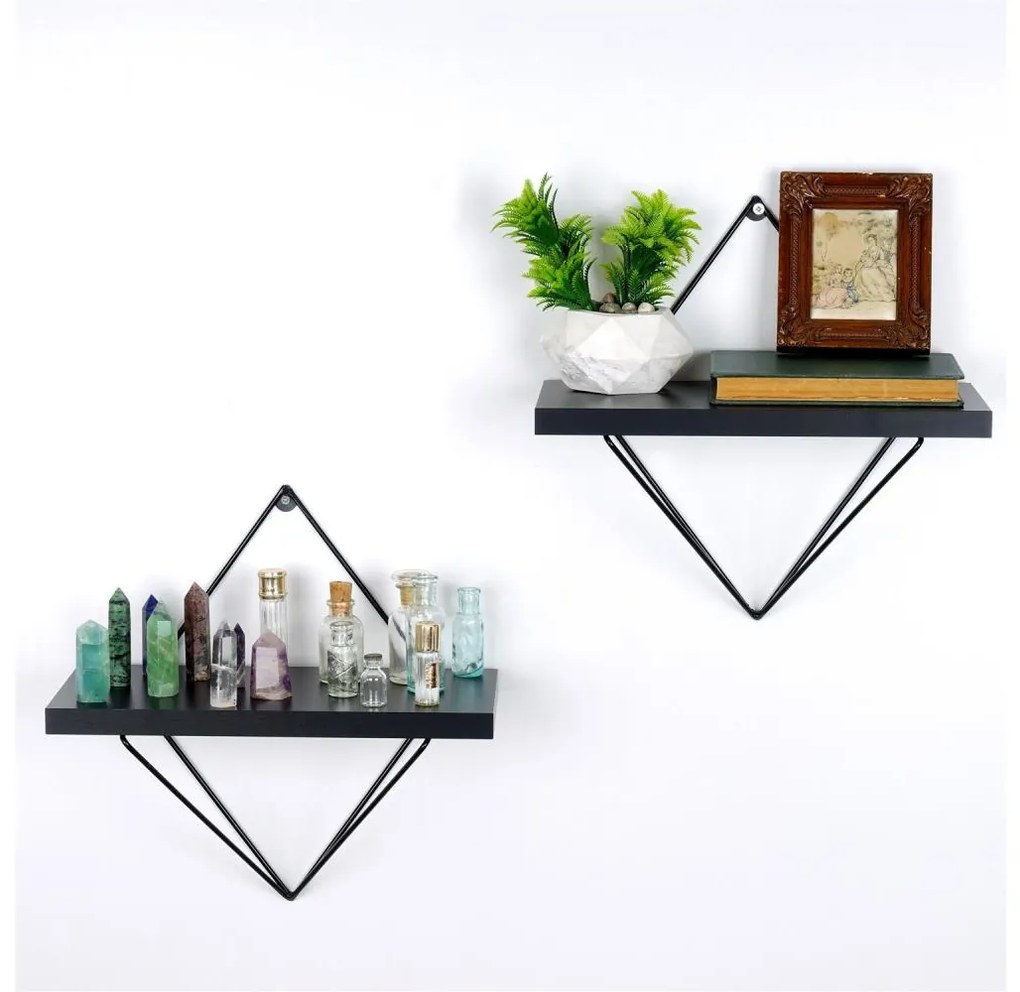 SADA 2x Nástenná polica čierna