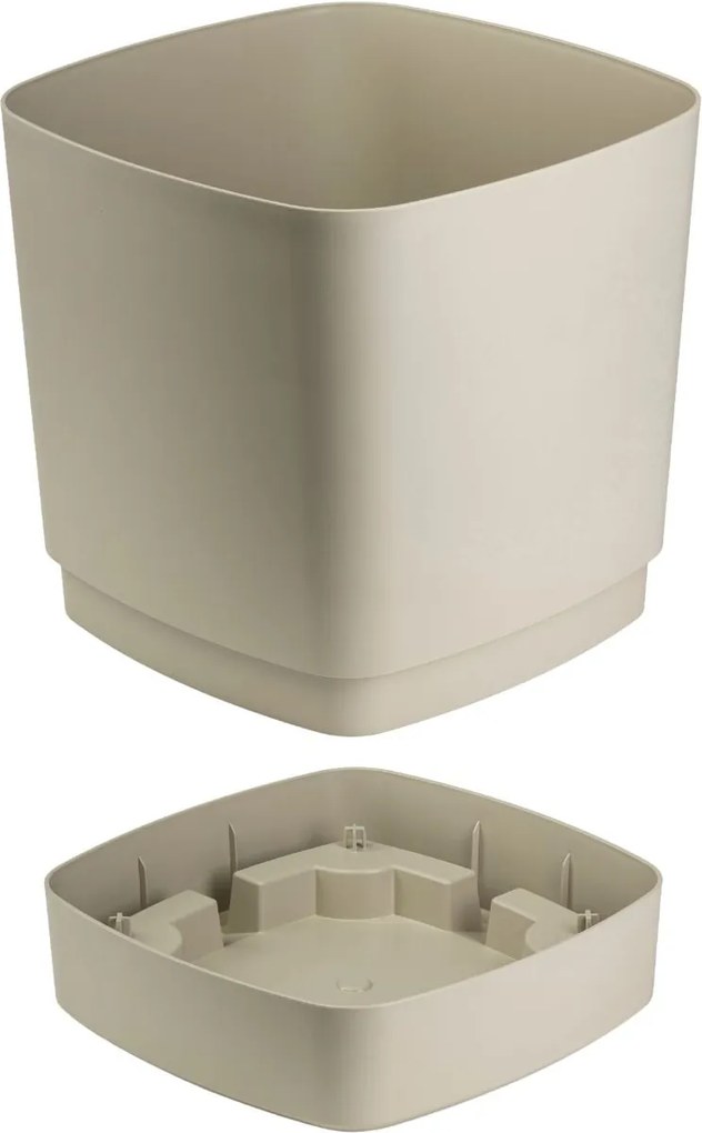 PLASTOVÝ KVETINÁČ CUBI 25X27,5 CM BÉŽOVÁ