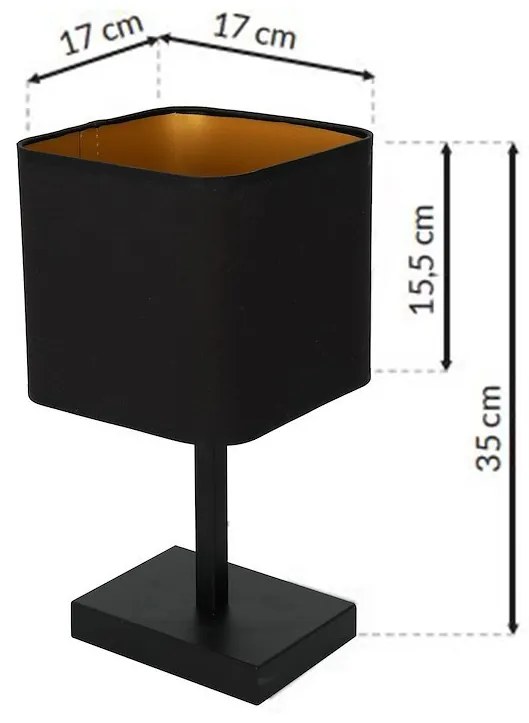 Stolná lampa Napoli, 1x čierne textilné tienidlo, b