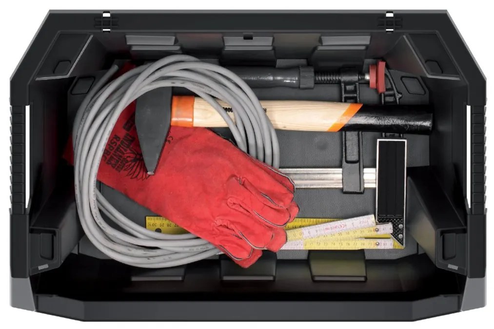 Dielenský úložný box so skosenou hranou HEAVY DUTY, čierny 40x29x28