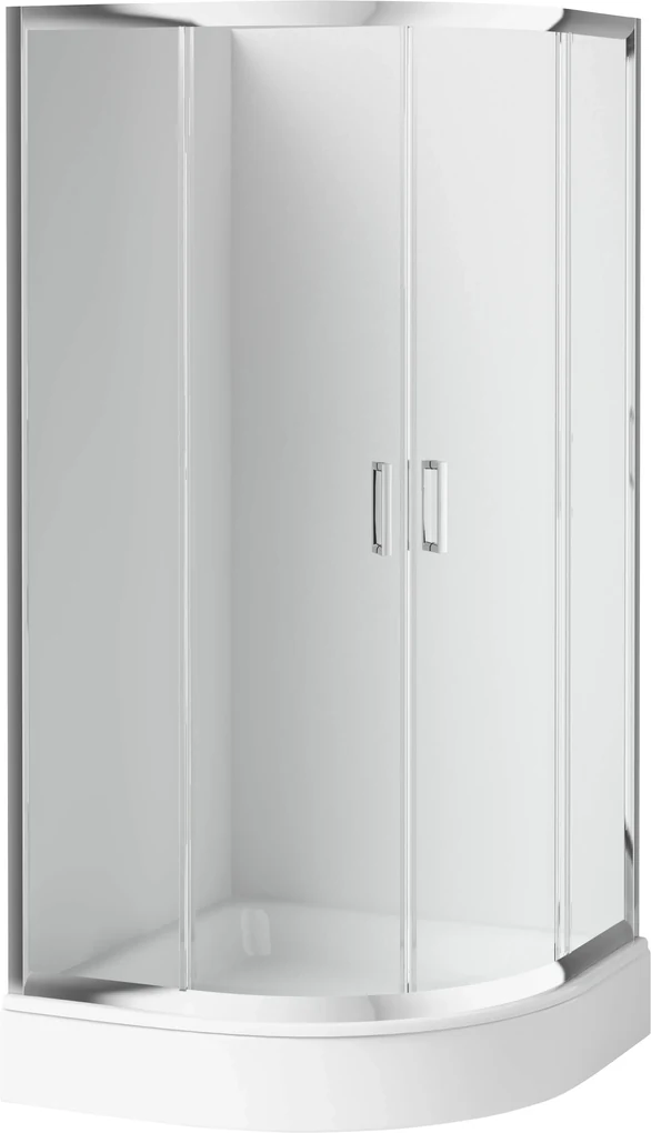 Deante Funkia, štvrťkruhový sprchový kút s posuvnými dverami 90x90 cm, výška 185cm, 5mm číre sklo, chrómový profil, KYP_051K