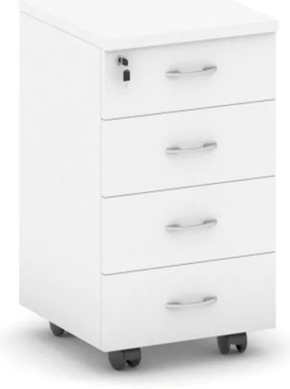 Kancelársky mobilný kontajner MIRELLI, 4 zásuvky, biela