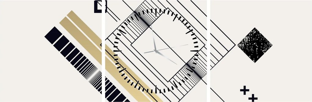 Obraz - Geometrické tvary N⁰6 (s hodinami) (90x30 cm)