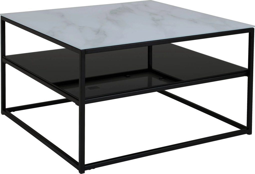 XXXLutz KONFERENČNÝ STOLÍK, čierna, biela, kov, sklo, 75/75/43 cm Livetastic - Stolíky do obývačky - 002465005801