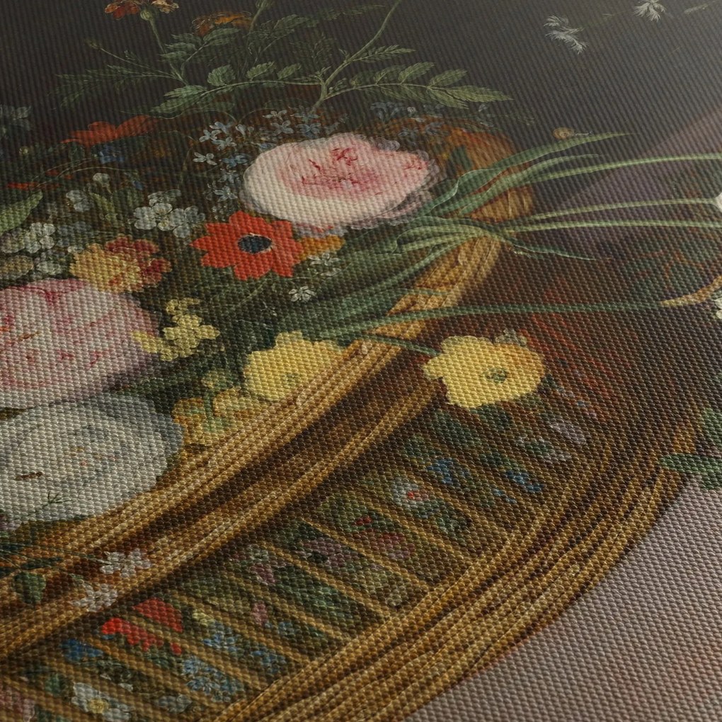 Obraz - Jan Brueghel the Elder, Flowers in a Basket and a Vase, reprodukcia (120x50 cm)