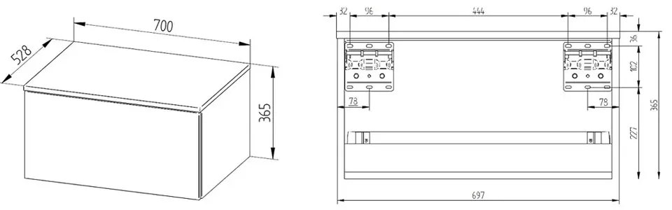 Mereo, Mereo Ponte, kúpeľňová skrinka 70 cm, Multidecor, Dub Bardolino, MER-CN291DBAR