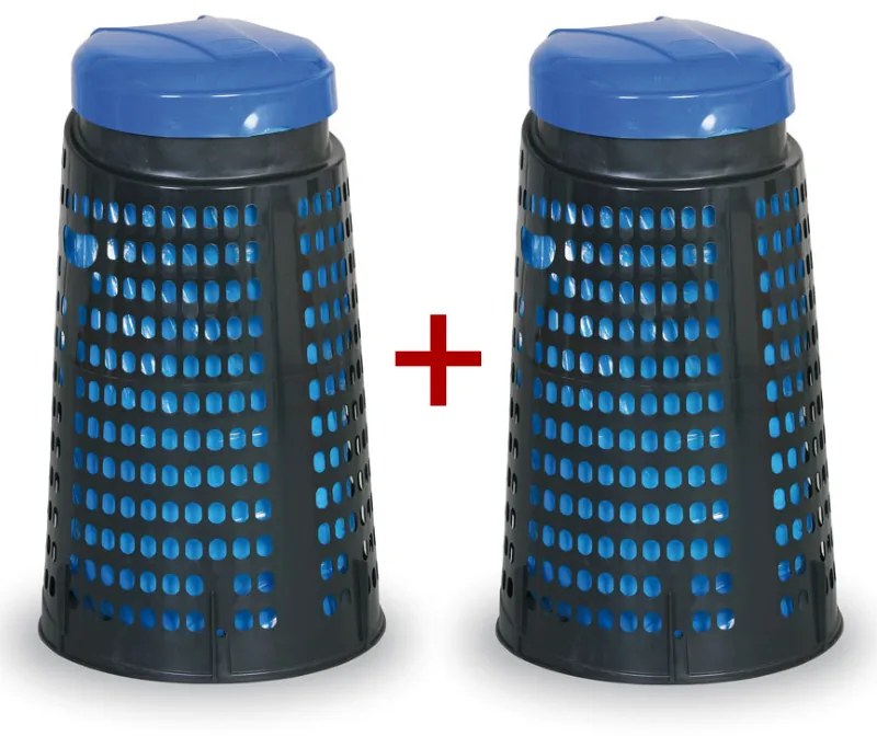 Odpadkový kôš plastový na vrecia 120 L - 1+1 ZADARMO čierny, modrá