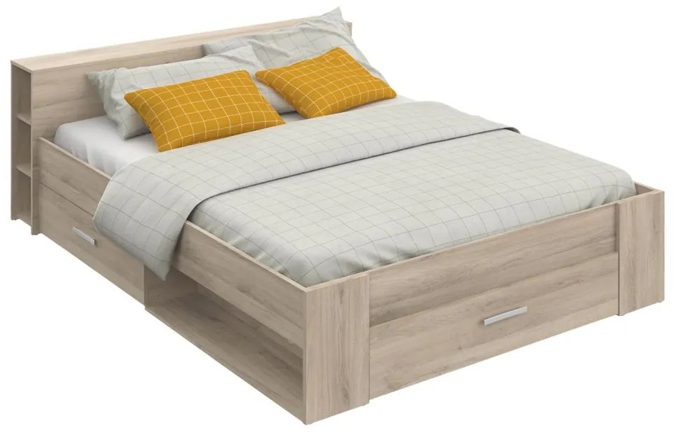 IDEA nábytok Multifunkčná posteľ 160x200 POCKET dub