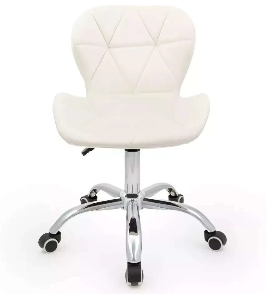 LuxuryForm DESIGN Stolička LIVIO VELUR na striebornej podstave s kolieskami - biela