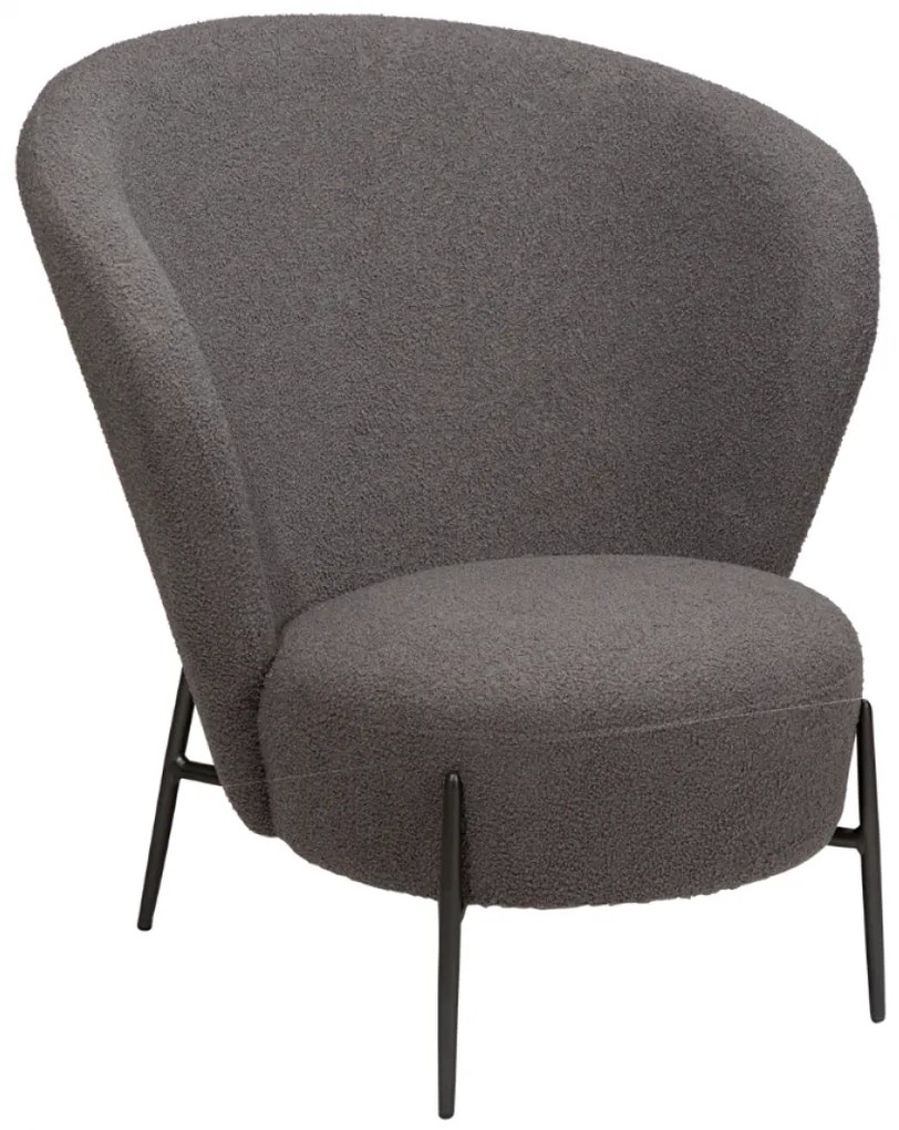 ORBIT ČALÚNENÉ LOUNGE KRESLO stone bouclé/antique pewter