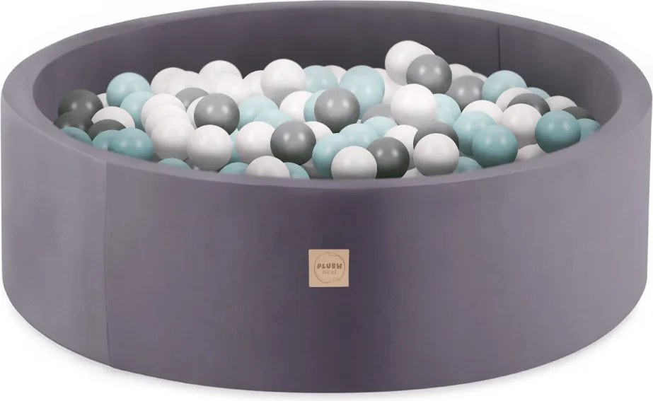 Suchý bazén pre deti zamatový 90 x 30 + 200 loptičiek - šedý