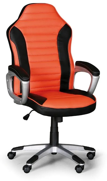 Kožené kancelárske kreslo SPORT, čierna/oranžová