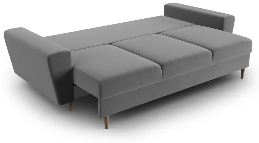 Svetlosivá zamatová rozkladacia/s úložným priestorom pohovka 235 cm Kyoto – Cosmopolitan Design
