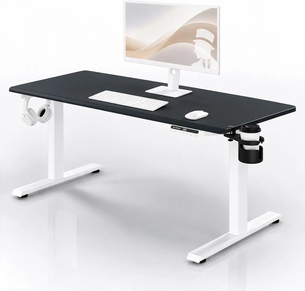 Elektrický stôl s nastaviteľnou výškou ergonomický bielo-antracitový,1600x800 mm: ARIA
