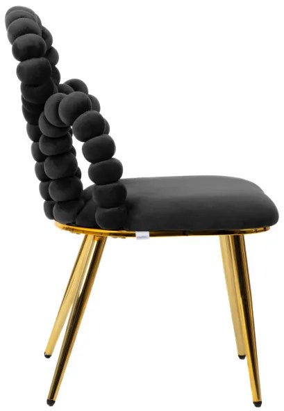Jedálenská stolička BUBBLE BEAM zamatová čierna so zlatými nohami 871837