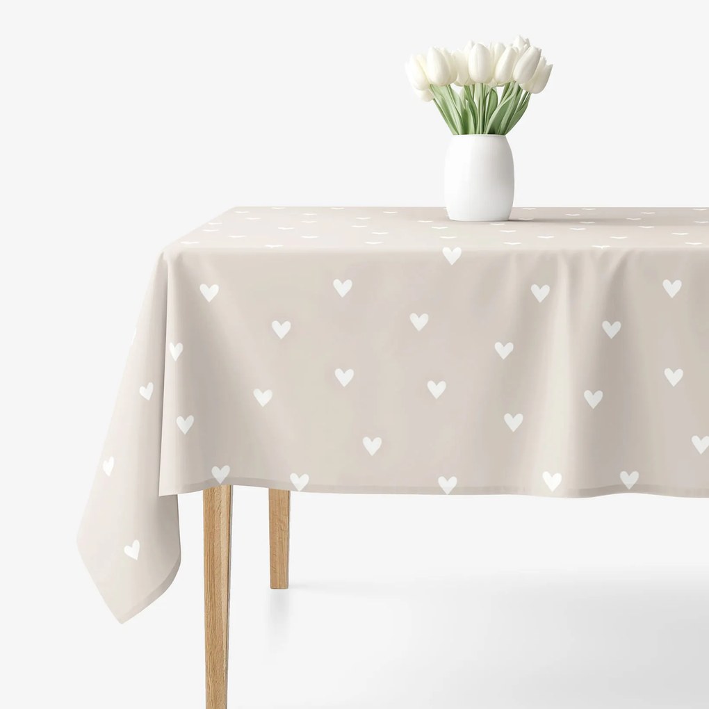 Goldea hranatý obrus 100% bavlnené plátno - srdiečka na latte 120 x 140 cm