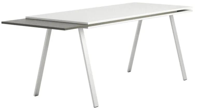 PLAN Kancelársky pracovný stôl LAYERS, výsuvná prostredná doska, 1700 mm, biela / grafit