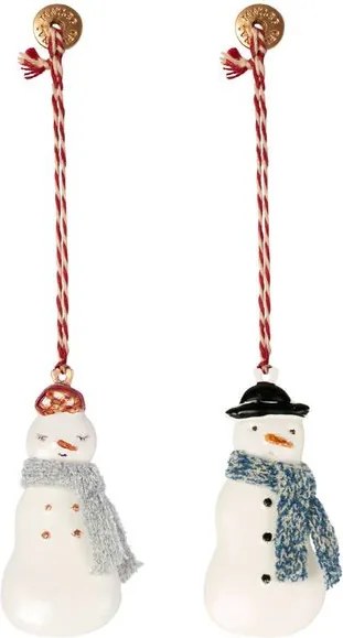 Vianočná dekorácia - kovová ozdoba snehuliak