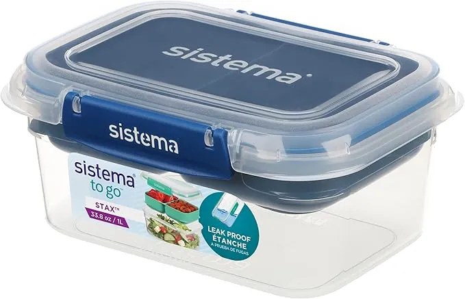 SISTEMA Súprava 4 krabičiek 2v1 na obed SISTEMA, 2x2,2l + 2x1l, modrá a zelená