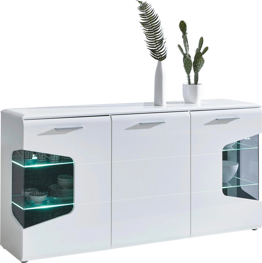 XXXLutz ŠIROKÁ KOMODA, biela, farba duba, biela s vysokým leskom, 180/89/41 cm Hom`in - Komody - 000687020702