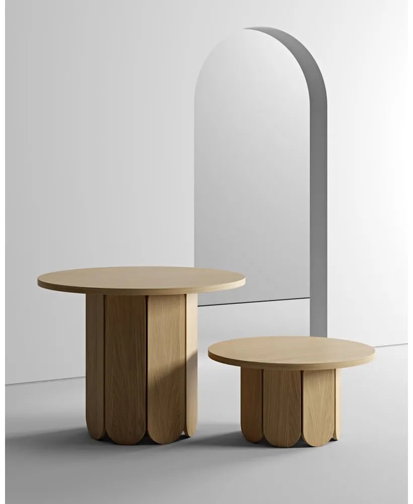 Okrúhly konferenčný stolík s doskou v dubovom dekore v prírodnej farbe 78x78 cm Soft - Woodman