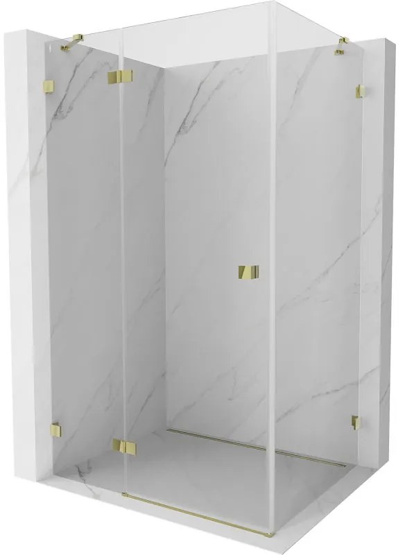 Mexen Lunar, 1-krídlový sprchový kút, ľavý, 90 x 70 cm, 8mm číre sklo, zlatý profil, 834-090-070-50-00-L