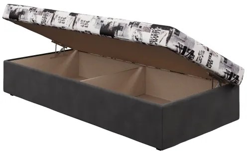 Posteľ s pružinovou matracou a úložným priestorom NOE 90x200 sivá/čierna