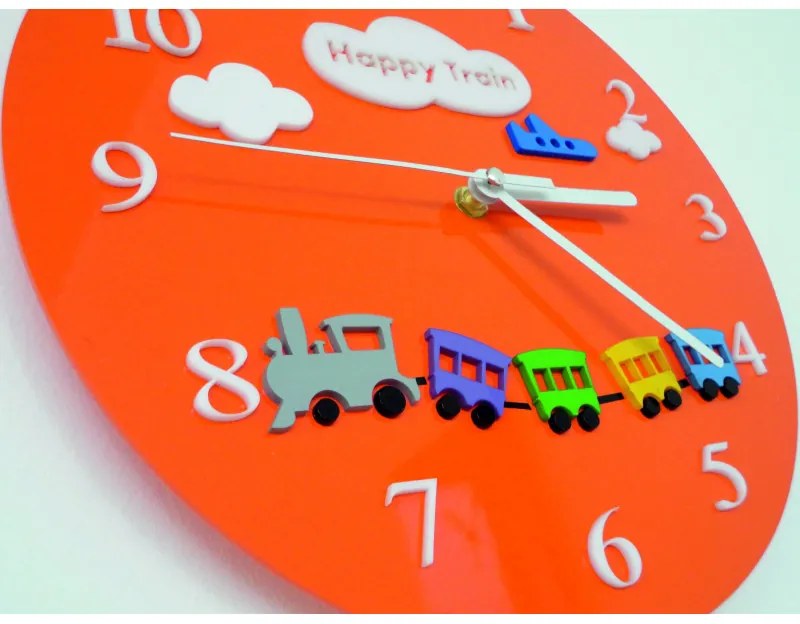 Nástenné hodiny pre deti vlak | SENTOP FL-Z97-ORANGE-2004 X0052