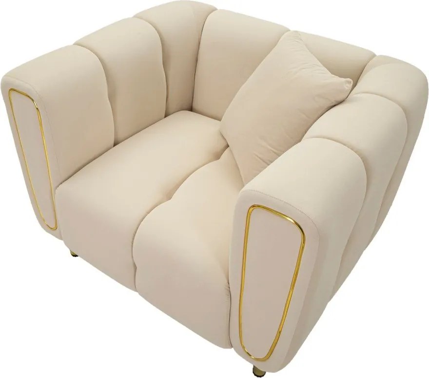 Krémové zamatové kreslo Alma – Mauro Ferretti