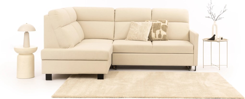 Rozkladacia rohová sedačka Loario L ľavá - úzky bok - krémová pletenina Sand 03